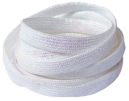 BupiMufi Lacci piatti larghi 9 – 10 mm in materiale migliorato, resistenti agli strappi metallici lucidi, design Bling