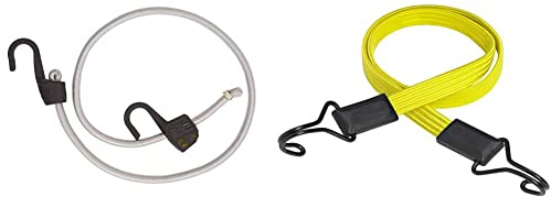 MASTER LOCK - 3138EURDAT - Verstellbares Gummispannseil & 3226EURDAT Flaches Gummi-Spannseil mit Haken [100 cm lang] [Doppelter Invershaken] - Transportieren, Verpacken und Sichern von Lasten