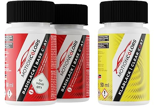 MOTIONCOLORS Aspen White Pearl/Icelandic Pearl QT1 für Infiniti Autolack Lackstift Set Grundlack Basislack Klarlack je 50ml