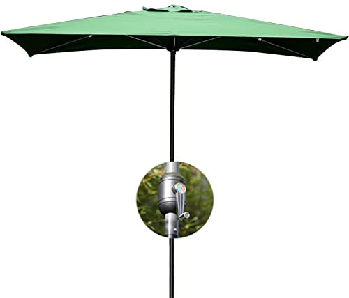 Parasol de Jardin avec manivelle, Parasol de terrasse, auvent imperméable, Demi-rectangulaire, idéal pour Balcon, Porte, fenêtre, arrière-Cour (Vert 250 cm x 130 cm)