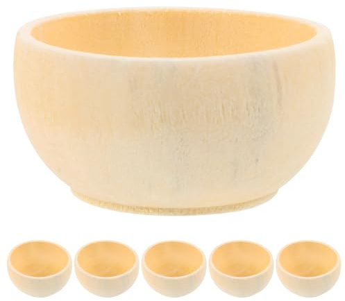 jojofuny 5 Pcs Unfinished Wooden Bowls Small Wooden Craft Bowls for DIY Painting Drawing and Kids Art Projects Smooth Unpainted Bowls for Children Play