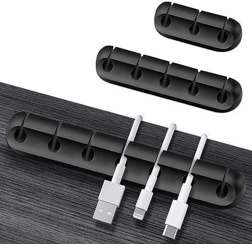 Albert Austin 3 Pack Cable Holder Clips Silicone Cable Organisers Durable and Flexible Self Adhesive Wire Holders Cable Tidy Clips Management for Office Home Desk Table Laptop USB Cords Organiser