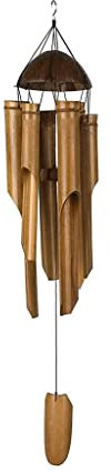 QUNINE Windspiele für draußen, große Windspiele für draußen, tiefes Holz, rustikales Windspiel für Garten, Terrasse, Heimdekoration (A)