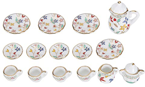 Juego de Tazas de té de Porcelana en Miniatura 1: 12, Mini Tazas de té de Porcelana, Juego de Flores para Suministros de Juguetes para Muñecas (Flores Coloridas)