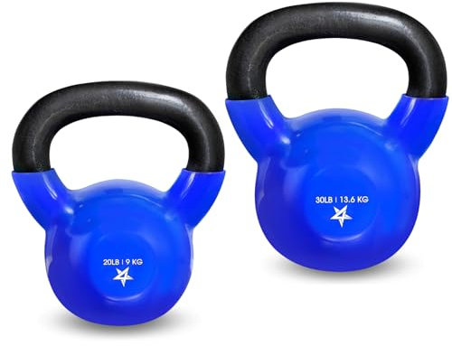 Yes4All Kugelhantel aus Gusseisen mit Vinylbeschichtung, 13,6 kg, ideal für Hantelgewichte, Ganzkörper-Trainingsgeräte, Push-Up, Griffkraft und Krafttraining, PVC, Blau