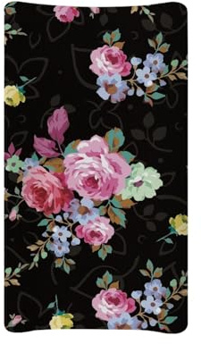 Wanyint Vintage Floral Print Muslin Diaper Changing Table Pad Cover,Stretchy Changing Pad Covers Diaper Table Mat Cover,Change Table Cover Sheets for 32''x16 Pad