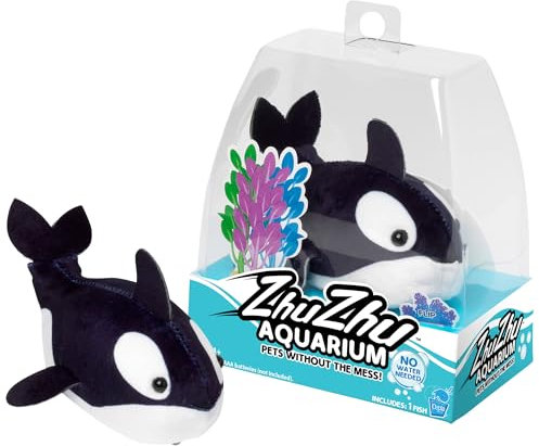 Zhu Zhu Pets | Zhu Zhu Aquarium Toy Fish - Flip | Interactive, Collectible Pet with Sounds and Movement | Electronic Pets | Ages 4+, Black & White
