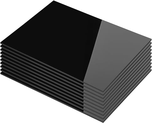 KAITELA Pack of 10 Black Acrylic Sheet 12 x 16 Cast Plexiglass Panel 1/8 Thick (3mm) Plastic Board for Craft Projects, Laser Cutting, Photography, Sign