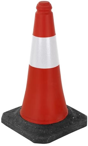 ECD Germany 1x Cône Signalisation Pylône, 51 cm, PVC, Rouge/Blanc, Triangle de Circulation, Base Lourde, Marqueur Attention Sécurité, Portable, avec 2 Bandes Réfléchissantes, Avertissement de Parking