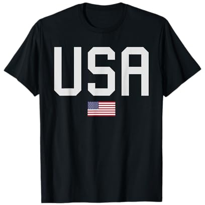 USA mit amerikanischer Flagge Fahne unter der Schrift T-Shirt