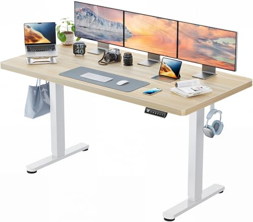 HUANUO Höhenverstellbarer Schreibtisch 160x80cm mit Bürstenloser Motor | 25 mm einteilige Tischplatte, Memory-Funktion&ergonomisches Büro-&Computertisch, elektrisch höhenverstellbar, für Homeoffice