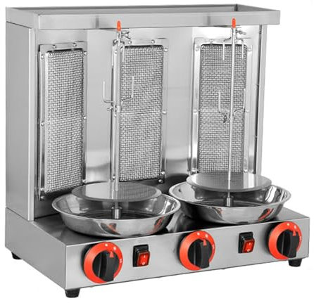 Hydravex Máquina para Hacer Kebab y shawarma, Parrilla eléctrica para Kebab, asador Vertical para Carne Tipo gyro con quemadores y Ajuste de Temperatura para cocinas comerciales y domésticas,Black