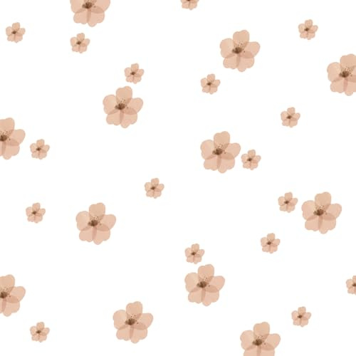 Wally Fox - Wandtattoo Kinderzimmer - Kinderzimmer Deko - Wandtattoo Kinderzimmer Mädchen - Wanddeko - Blumen - Beige/Braun - 86 Stück