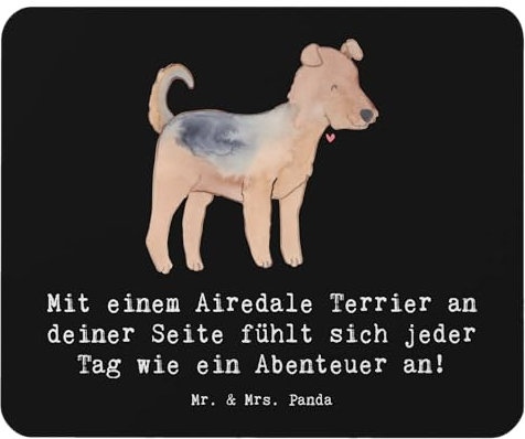 Mr. & Mrs. Panda Mauspad Airedale Terrier Abenteuer - Geschenk, Hund, Mauspad Büro, Hunderasse, Loyalität, Mousepad, PC Zubehör, Computer zubehör,