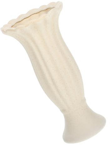 QUMIIRITY Ceramic Vase Roman Column Flower Pot Beige Medium Tabletop Vase Home Decor Creative Ceramic Flower Arrangement for Living Room and Study