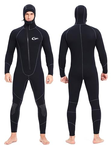 Mute da Uomo Muta in Neoprene Ultra Elasticizzata da 5 mm con Cappello, Muta da Sub Invernale Calda con Cerniera Frontale for tutto il Corpo for Snorkeling Immersioni Nuoto(X-Large)