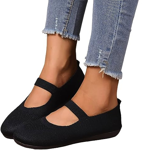 Ballerine Noir Femme Confortable Confort Chic Et Elegant Orthopédiques Babies Chaussures Mocassin Compensées Plates Pantoufle a Enfiler Demi Semelles Bride