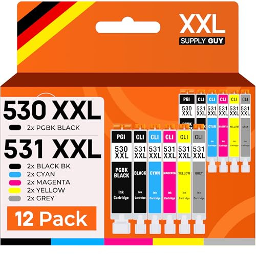 Supply Guy 530 531 XXL Patronen für PIXMA TS8750 TS8751 ersetzt Canon PGI-530 CLI-531 (12 Patronen)