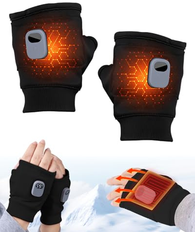 Beheizbare Handschuhe, 2026 Neu USB Beheizte Handschuhe, Touchscreen Beheizte Handschuhe für Männer Frauen mit 3 Temperaturstufen Beheizbare Motorradhandschuhe für Ski Jagd Motorradfahren (Schwarz)