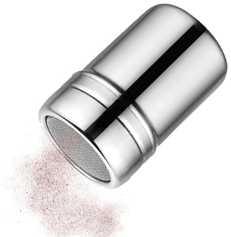 Generisk pulverströare i rostfritt stål, pulverströare med lock, pulversprejflaska av rostfritt stål, 3 produktstorlekar för mjöl, socker, salt, kryddor och kakaoströare