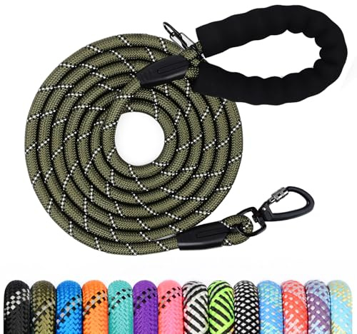 Longe pour Chien, 1,2M/ 1,5M/ 2M/ 3M/ 5M/ 10M/ 15M/ 20M/ 30M Laisse de Dressage pour Chien, Long Laisse avec Poignée Rembourrée pour Petits, Moyens et Grands Chiens