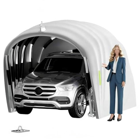 BEDCKCC Tenda da Garage Semiautomatico, Carport Pieghevole Mobile in Acciaio Inossidabile,Tendalino Retrattile Resistente al Vento E alla Neve, Adatto per Ambienti Estern(Grigio)