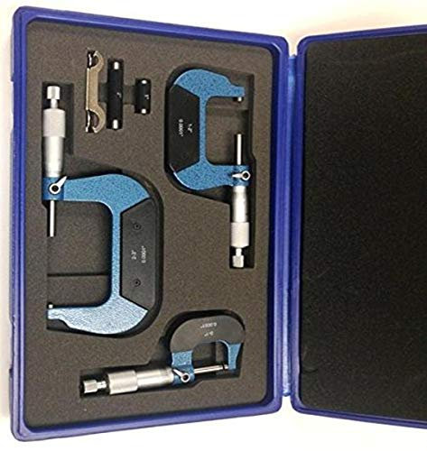 HHIP 4200-0010 3 Piece 0-3 Precision Outside Micrometer Set, 0.0001 Graduation