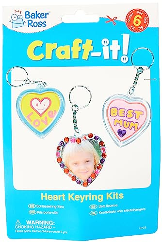 Baker Ross E775 Schlüsselanhänger Herz für Kinder zum Gestalten, toll als Geschenk zum Muttertag und Valentinstag - (6 Stück), 35mm x 39mm