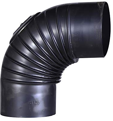 FIREFIX O120/BT Blauglanzblech Bogen 90°, starr, mit Reinigungstür, ø 120 mm - Ofenrohre aus Stahlblech, 0,6 mm stark, gebläut, innenliegend gemufft, Längen lasergeschweißt