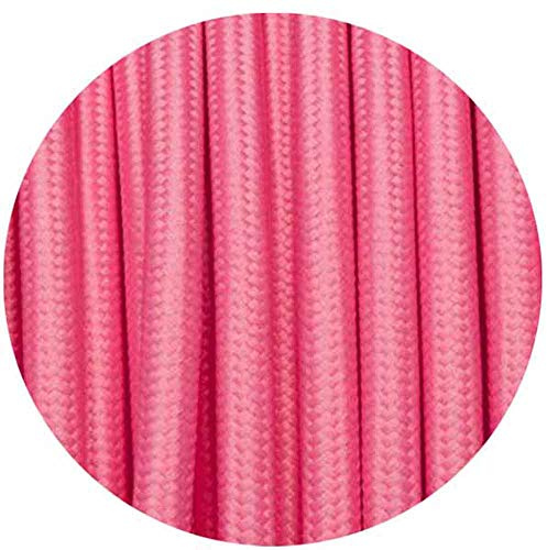 Cavo rotondo a 3 fili, colore rosa vintage in tessuto intrecciato per luce elettrica, cavo antico.