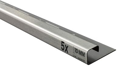 5x Quadrat Edelstahlschiene Fliesenschiene Fliesenprofil L250cm 10mm gebürstet