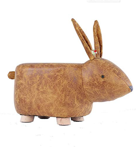 KUANDARGG Süß Hase Tierhocker, Dekorativer Kinderhocker, Massivholz Holzbeine, Kinderhocker Tiere, Weich Und Bequem, Größe: 55 * 25 * 25cm, Tragfähigkeit: 100kg Geschenk, Gold