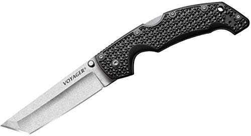 Cold Steel Navaja 29AT Voyager Large Tanto con hoja de acero AUS-10A de 10,2 cm y empuñadura de Griv-Ex texturizada