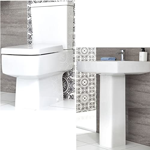 MILANO White Close Coupled Toilet Full Pedestal 1 Tap Hole Bathroom Basin