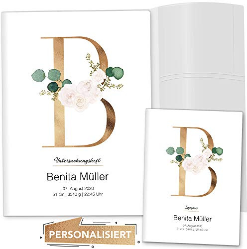 OLGS U-Heft und Impfpasshülle 3-teilig Set individualisiert Buchstabe Untersuchungsheft Hülle & Impfpasshülle Geschenkidee personalisierbar mit Namen, Geburtsdatum (Uhefthüllen, personalisiert, 09)