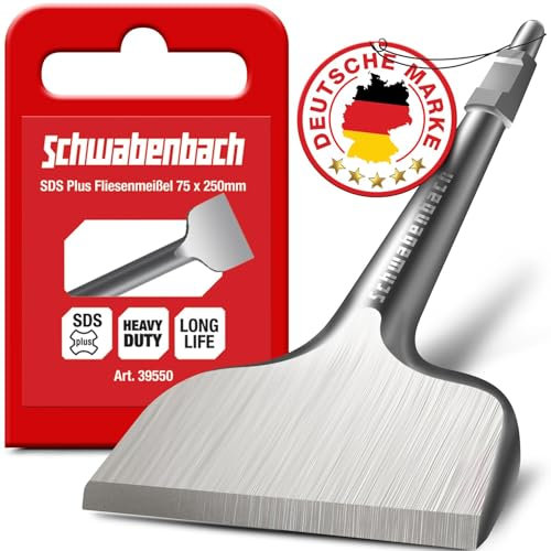 SCHWABENBACH ® SDS HEX Meißel 75 x 410mm - Ideal zum Abtragen von Beton & Mauerwerk - SDS Sechskant Extra Gehärtete Spitze - Abstemmen mit Abbruchhammer Stemmhammer - Spatmeißel - Asphaltmeißel