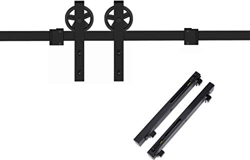 Schiebetüren Set CHAMBER-1 2 m (seitlich anschraubbar) Soft-Close schwarz Schiebetürbeschlag mit Laufschiene für Laufrollen-Ø 120 mm von Sotech