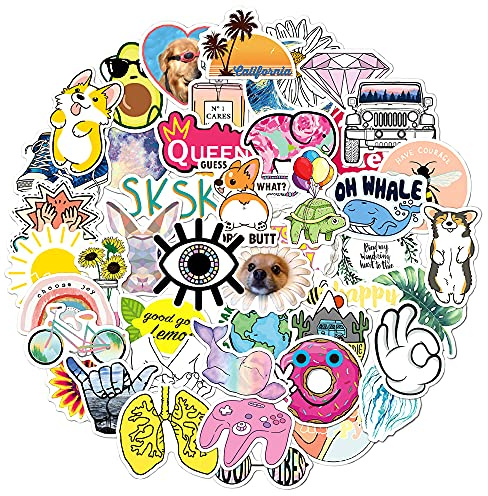 Trendy Fresh VSCO Vinyl Stickers, 100 PCS Waterproof Illustrated Icon Decals for Laptops, Scrapbooking, Journals, Notebooks, Water Bottles, Suitcases, Phones & DIY Decor