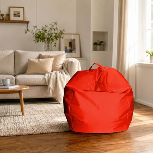 Dmora Talamo Italia - Pouf Abe, Poltrona multiuso, Poltroncina sacco, Pouf poggiapiedi, Made in Italy, 65x65 h50 cm, Arancione