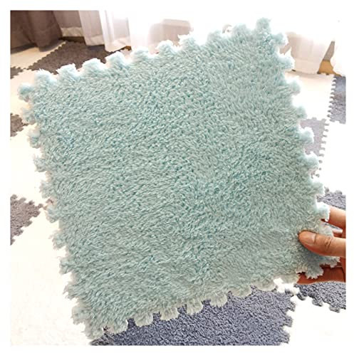 10 Ineinandergreifende Schaumstoffmatten, 30,0 X 30,0 cm Ineinandergreifende Teppichfliesen Aus Eva-Schaumstoff, Quadratischer Plüschteppich Für Playmat-Spielzimmer,Blau