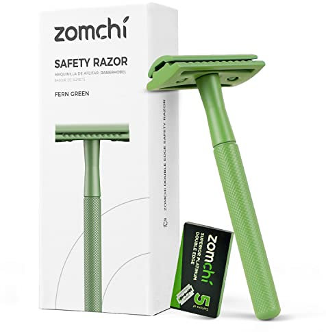 Sicherheitsrasierer für Frauen，Rasierhobel mit 5 Klingen，Damenrasierer mit einer zarten Box，frei von Kunststoff（grüner Rasierer）