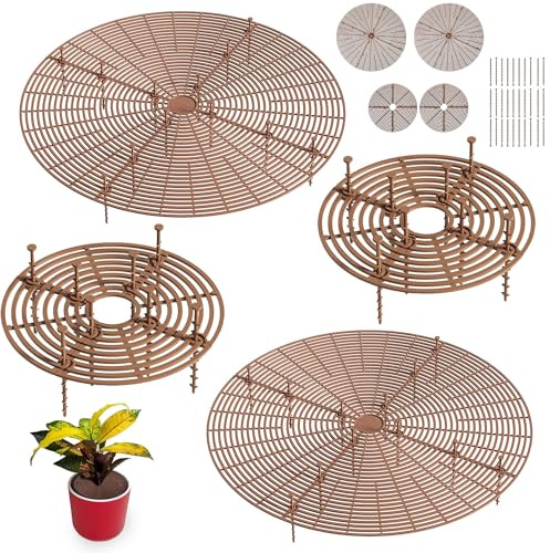JMIATRY 4er-Set 30cm+52cm Blumentopfgitter, Blumentopf Abdeckung, Pflanzenschutzgitter Katze Blumentopfschutz Blumentopf Schutz vor Tieren und Kindern (Braun)
