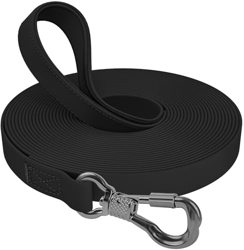X XBEN Guinzaglio impermeabile per cani, 3 m, 5 m, 10 m, 15 m, 20 m, 30 m, gommato con moschettone richiudibile, guinzaglio per cani di piccola taglia media e grande