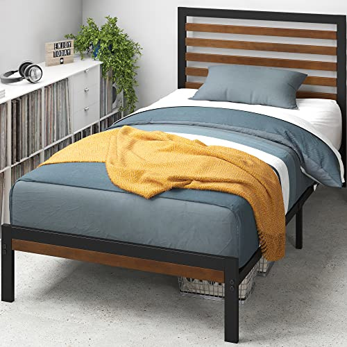 Zinus Kai - Telaio per letto in bambù e metallo, altezza 23 cm, supporto a doghe in acciaio, facile montaggio, 90 x 190 cm