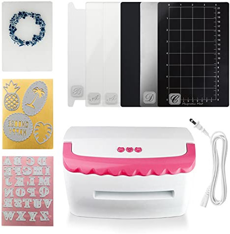 gocreate A5 Pink Electronic Metal Die Cutting & Embossing Machine 3D Embossing Folders 2 Sets Metal Cutting Dies Supplies Craft Accessaires Starter Kit for Scrapbooking, Cardmaking