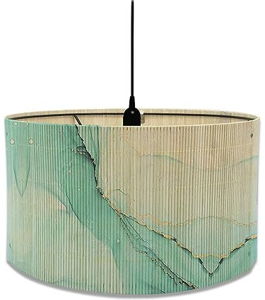 Fansu Pantalla De Lámpara Pantallas de Lámpara de Tela Cubierta De Lámpara De Tambor Cilíndrica Mármol Lámpara De Pie Para El Hogar Mesa De Hotel Mesita De Noche (Verde claro,30x30x20cm)