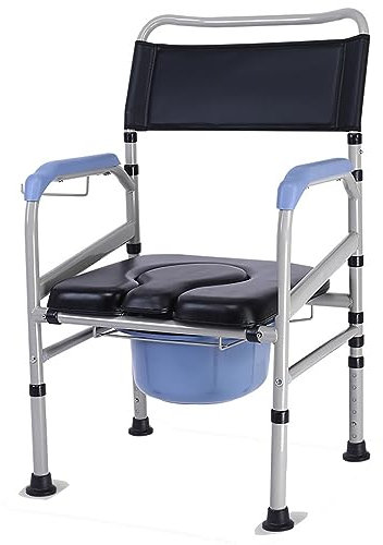 Sedia da Toilette Pieghevole Portatile,Sedie A Rotelle Bagno Toilette Sedia per Doccia sul Sedie Comodino,Sedile Toilette Regolabile in Altezza,Leggero Sedile Doccia per Anziani A