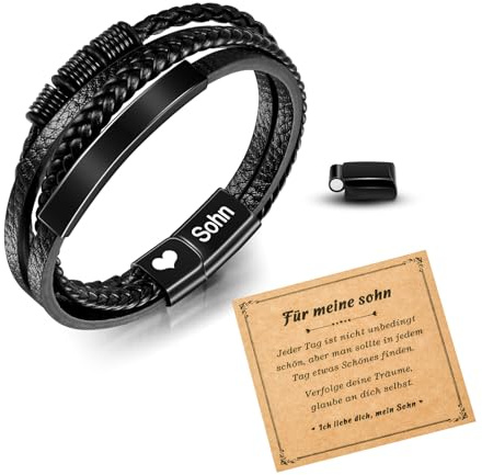 SUNSH Herrenarmband, Geschenk Sohn, Lederarmband Geschenk für Sohn, Geschenke für Junge, 18. Geburtstag Junge, Geburtstagsgeschenk Valentinstagsgeschenk