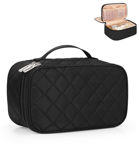 Twofold Makeup Bag, Small Travel Makeup Bag, Protable Makeup Organiser, 2 Layers Make Up Bags for Women, Wash Bag for Hoilday Essentials