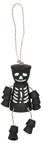 Something Different Pot en Terre Cuite Squelette Effrayant - Parfait pour Halloween et fêtes à thème, Noir et Blanc, 17